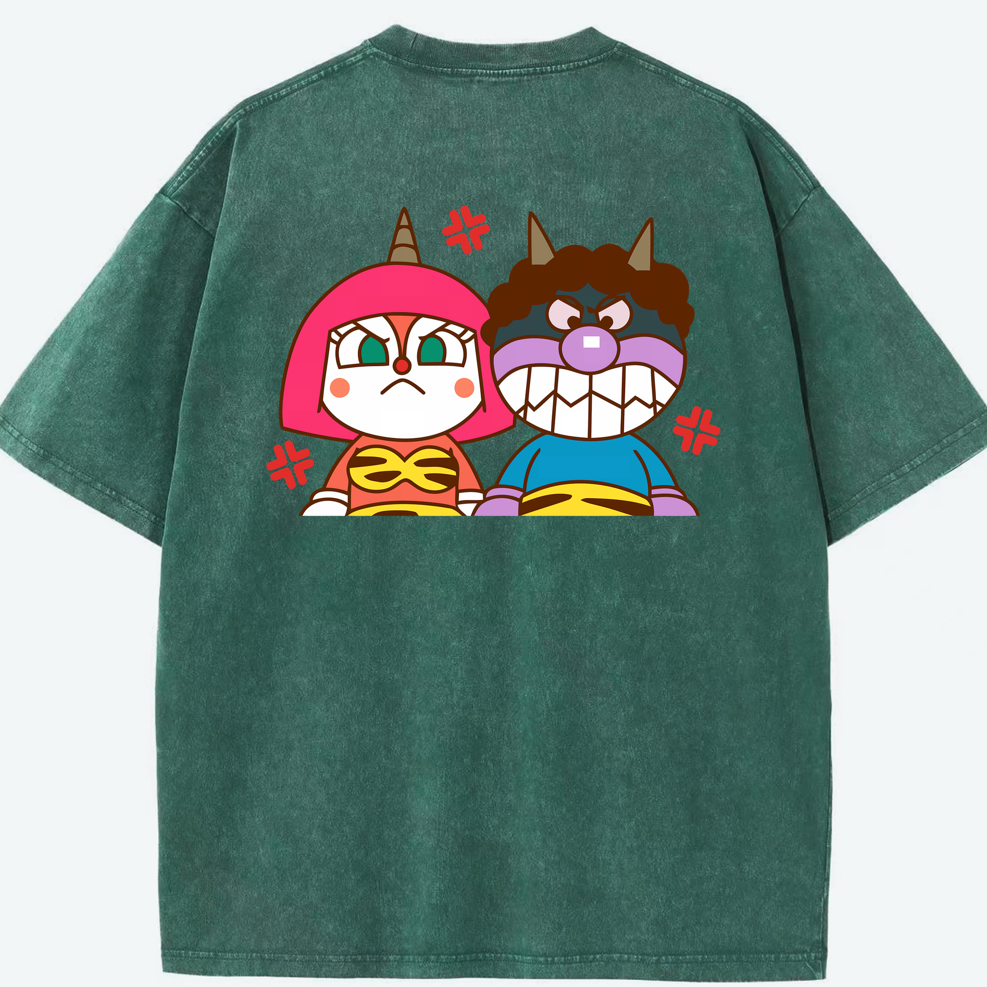 （画像用） アンパンマン Anpanman 綿100% ヴィンテージ風 半袖Tシャツ（背面プリント）